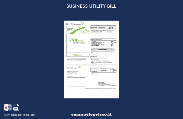 stile verificato Modello di bolletta dei servizi aziendali di USA Windstream Hol